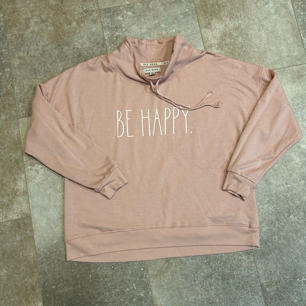 Rae Dunn Pink 'Be Happy' Sweatshirt